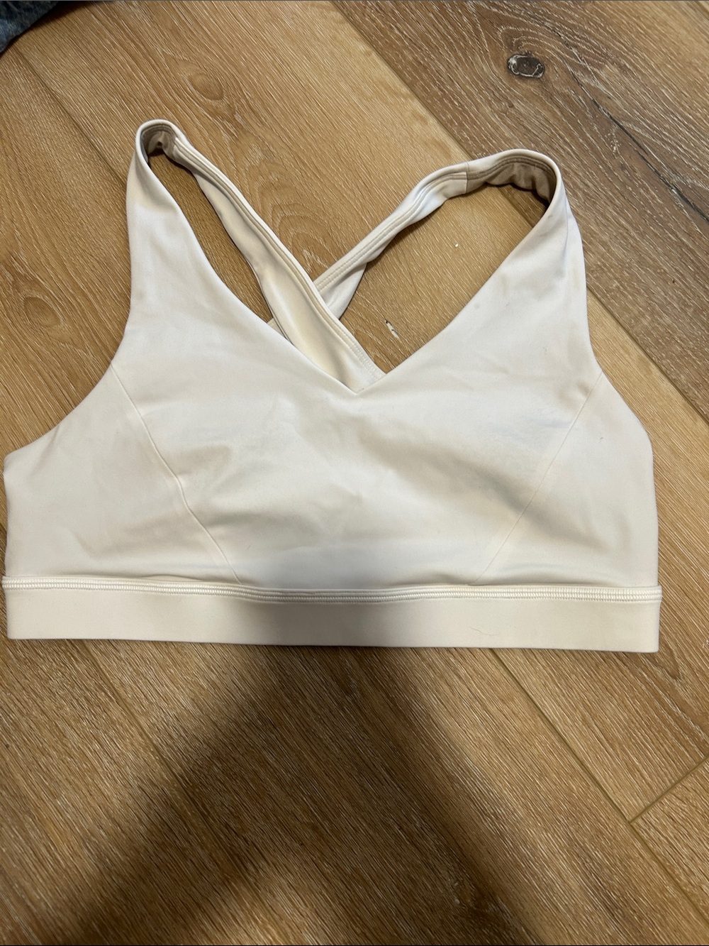 Lululemon White V-Neck Sports Bra with Cross Back- no padding included